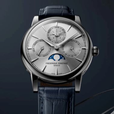 Montre Frederique Constant Manufacture Classic Perpetual Calendar automatique cadran argenté bracelet cuir 40 mm