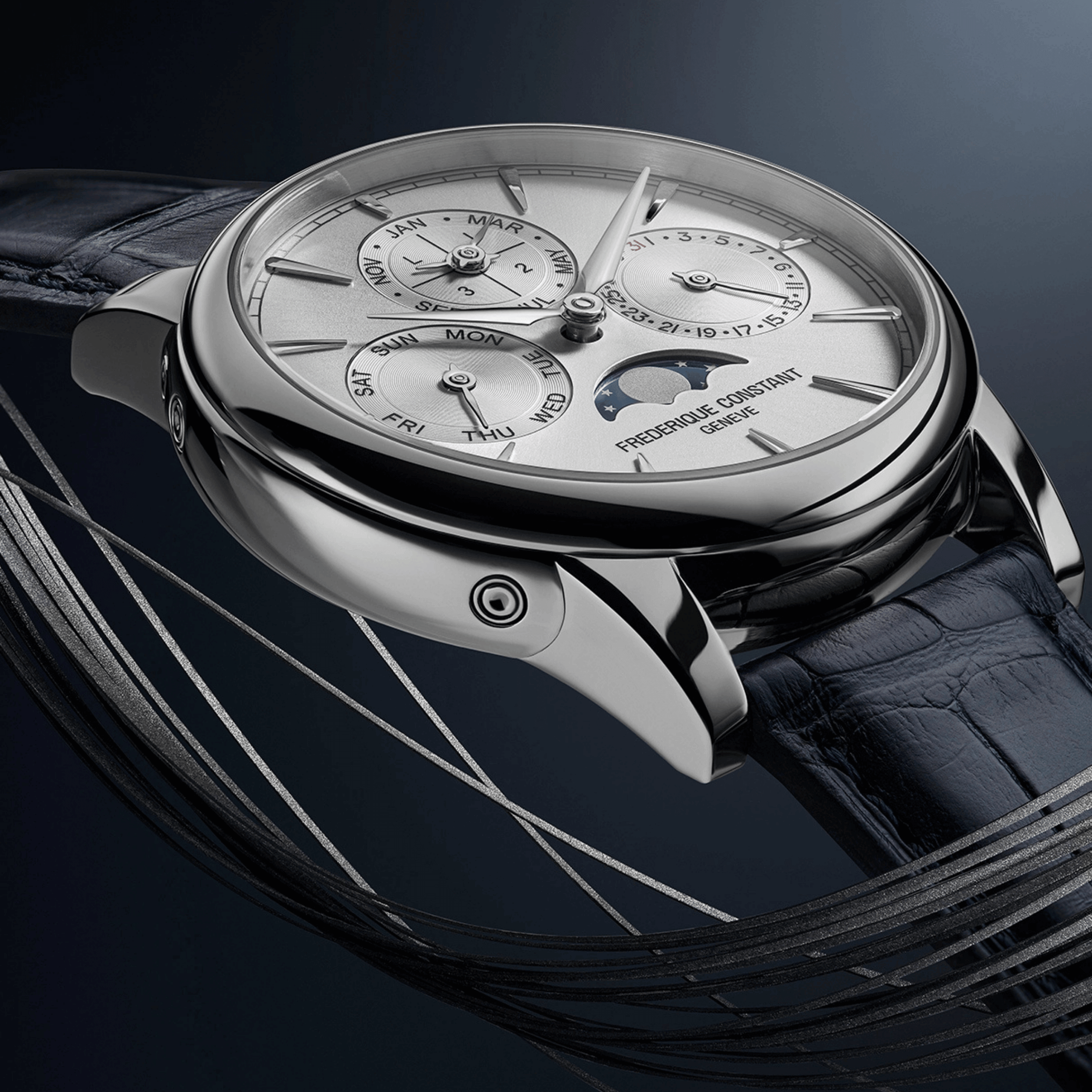 Frederique Constant Manufacture Classic Perpetual Calendar automatic silver dial leather strap 40 mm