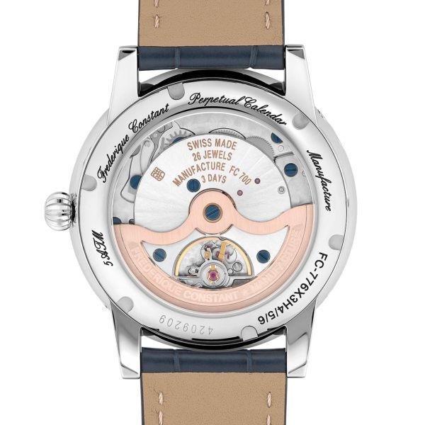 Montre Frederique Constant Manufacture Classic Perpetual Calendar automatique cadran bleu bracelet cuir 40 mm