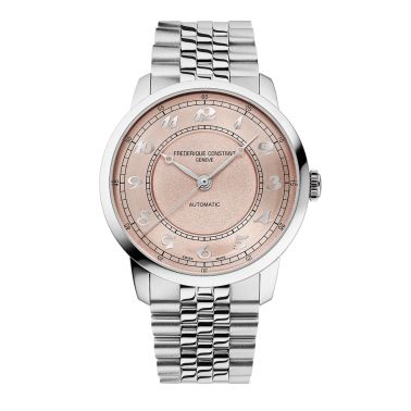 Montre Frédérique Constant Classics Première Automatique cadran saumon bracelet acier 38,5 mm