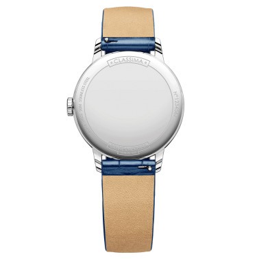 Montre Baume et Mercier Classima quartz cadran argenté bracelet cuir bleu 31 mm