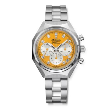 Montre Zenith DEFY Chronograph USM automatique cadran jaune d'or USM bracelet acier 37 mm