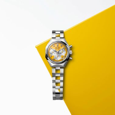 Montre Zenith DEFY Chronograph USM automatique cadran jaune d'or USM bracelet acier 37 mm