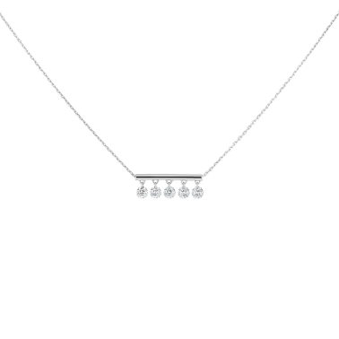 Collier La Brune et La Blonde Pampilles en or blanc 5 diamants taille brillant 0,50 carat - Soldat_PL