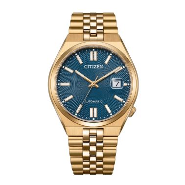 Montre Citizen Tsuyosa 60 automatique cadran bleu cendré bracelet acier PVD or rose 40 mm