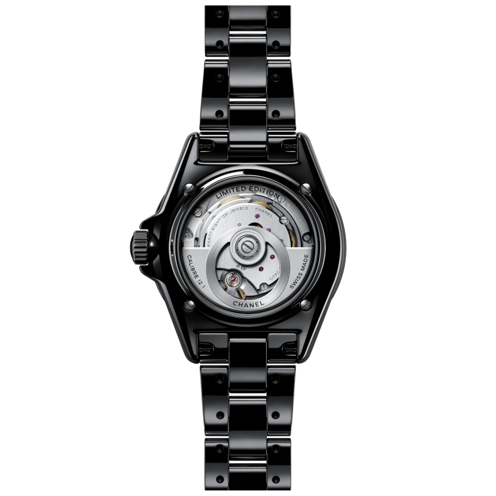 Montre CHANEL J12 BLUSH automatique cadran noir et bracelet céramique noir 38 mm