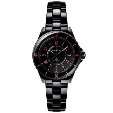 Montre CHANEL J12 BLUSH automatique cadran noir et bracelet céramique noir 33 mm