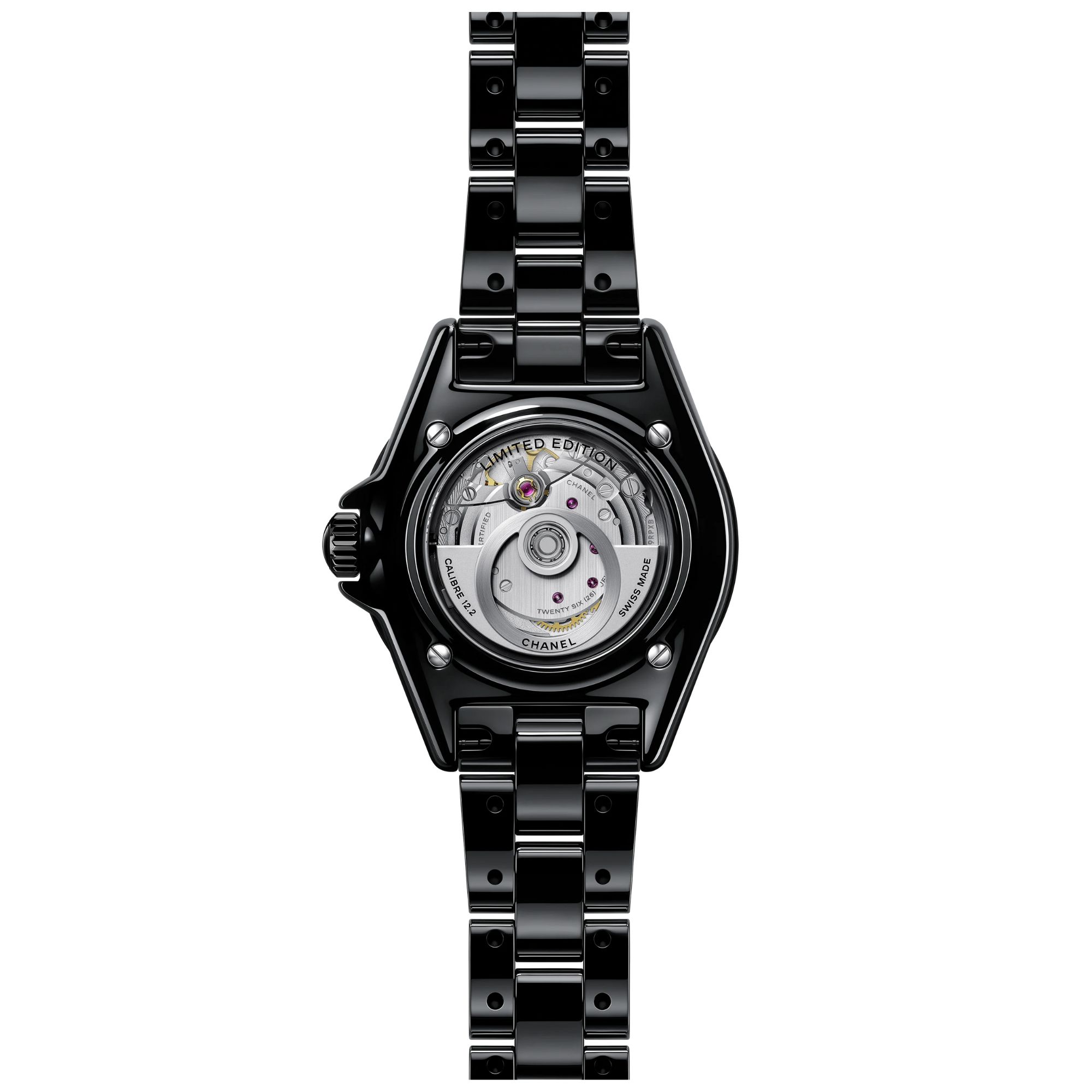 Montre CHANEL J12 BLUSH automatique cadran noir et bracelet céramique noir 33 mm