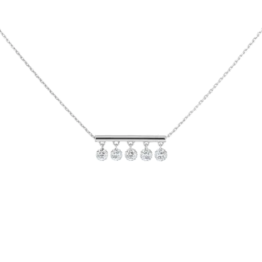 Collier La Brune et La Blonde Pampilles en or blanc 5 diamants taille brillant 0,50 carat - Soldat