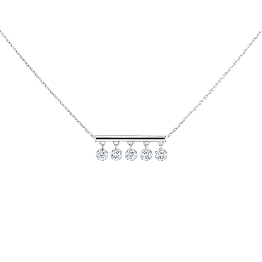 Collier La Brune et La Blonde Pampilles en or blanc 5 diamants taille brillant 0,50 carat - Soldat