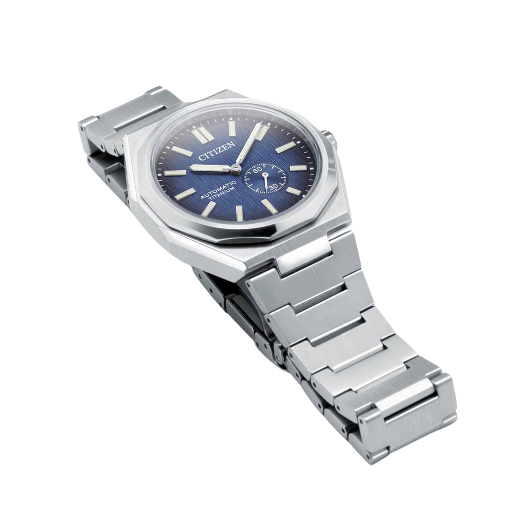 Citizen Super Zenshin 60 Super Titanium Automatic Watch with Dark Blue Dial and Titanium Bracelet, 40.5 mm
