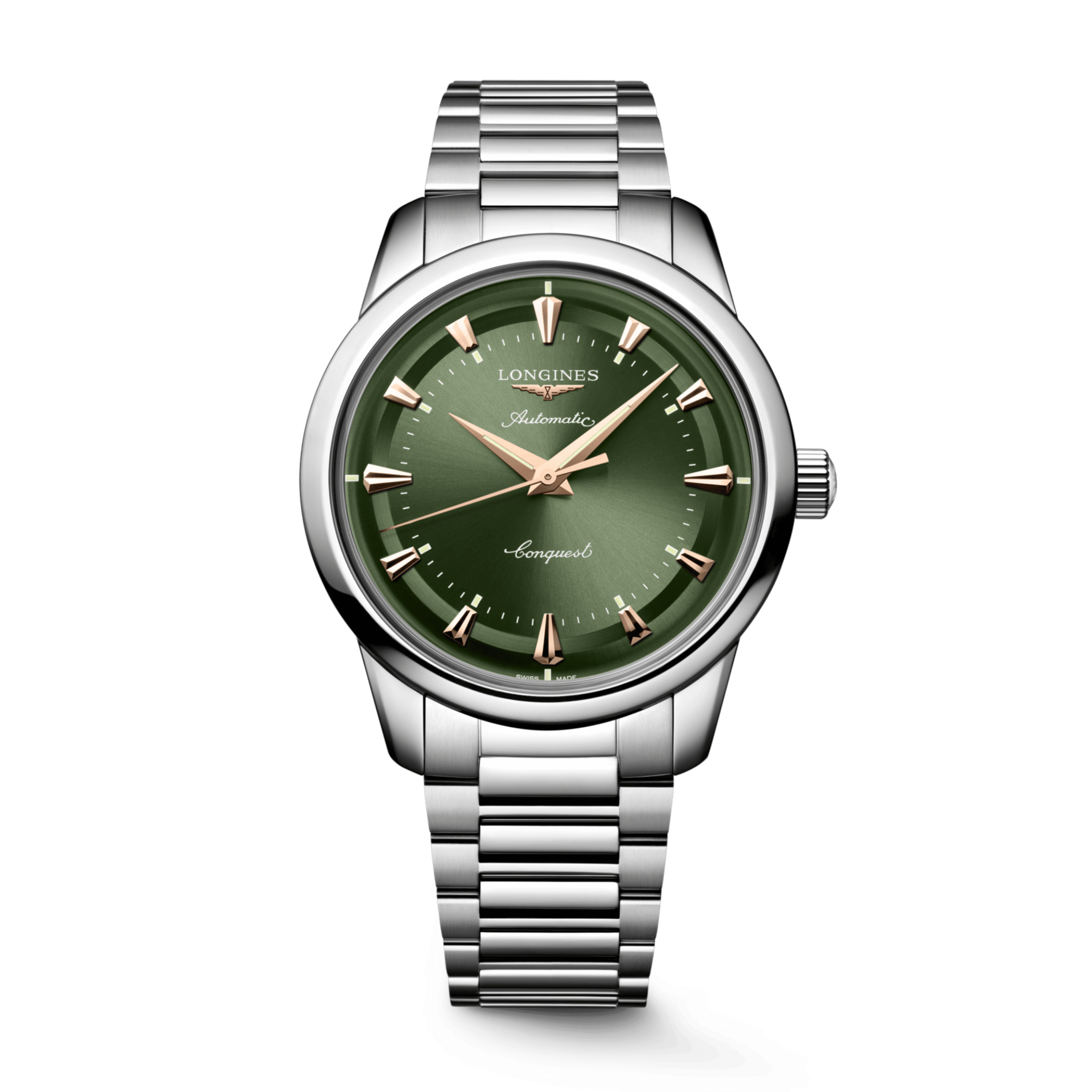 Montre Longines Conquest Heritage automatique cadran vert bracelet acier 40 mm