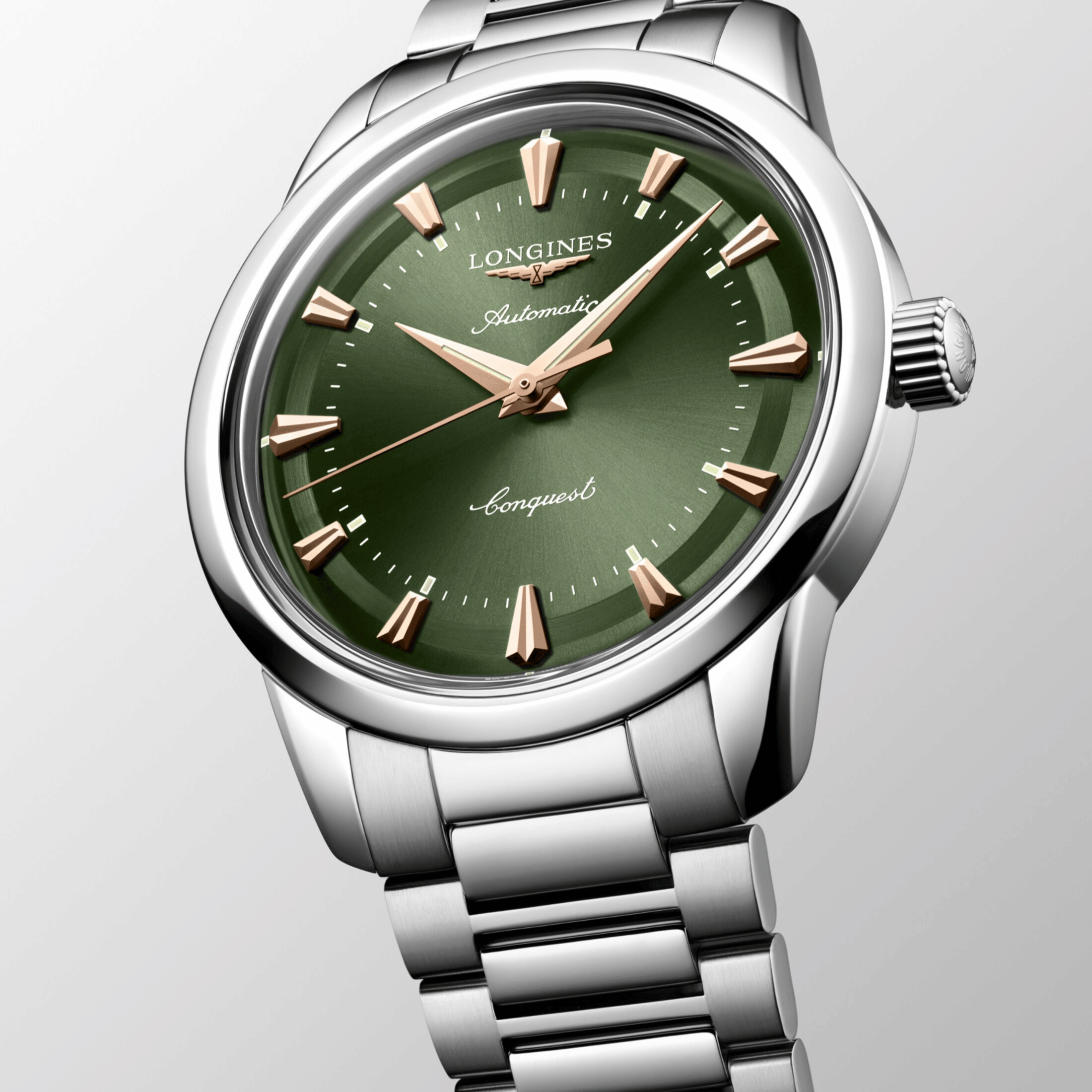 Montre Longines Conquest Heritage automatique cadran vert bracelet acier 40 mm