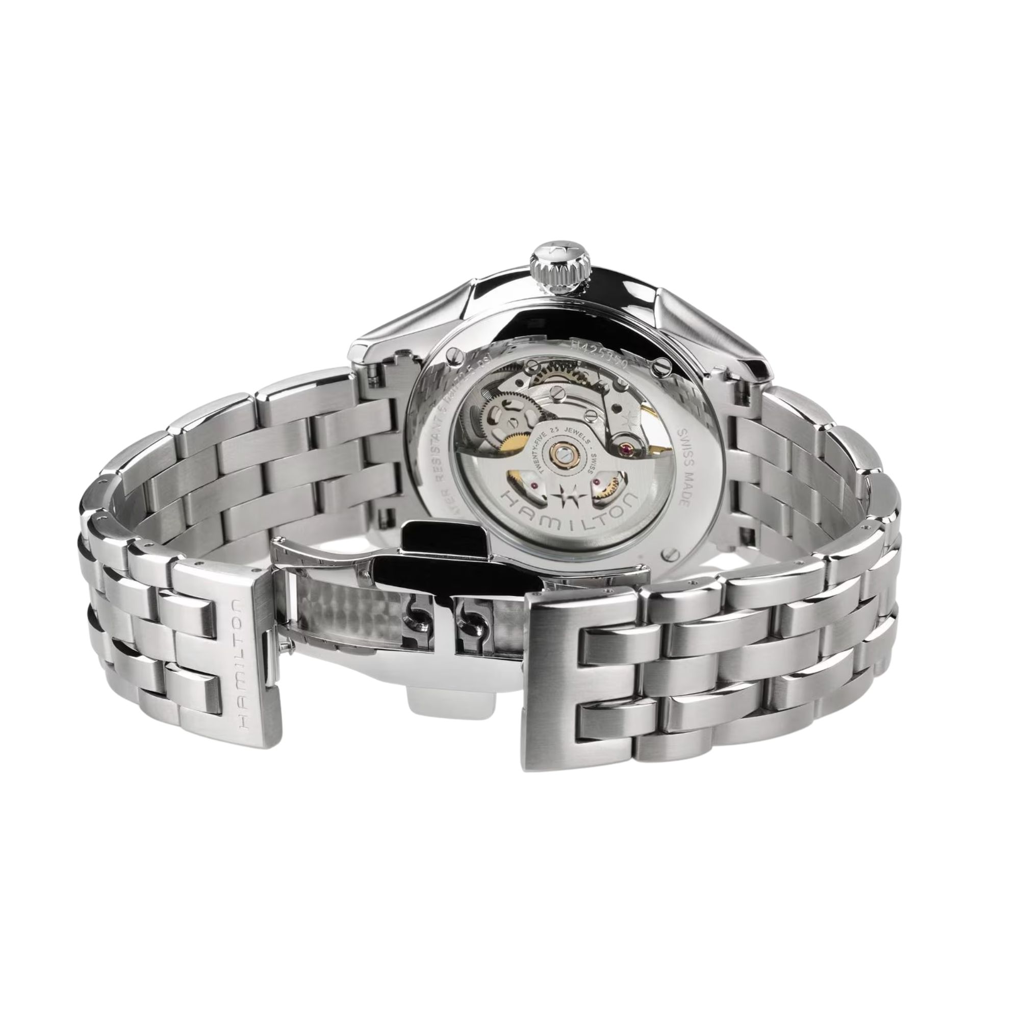 Montre Hamilton Jazzmaster Skeleton automatique cadran squelette vert bracelet acier 40 mm