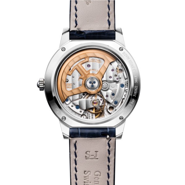 Montre Jaeger-LeCoultre Rendez-Vous Night & Day automatique lunette sertie bracelet cuir bleu 34 mm