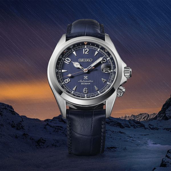 Seiko Prospex Alpinist "Night Sky" European Edition automatic blue dial leather strap 39,5 mm