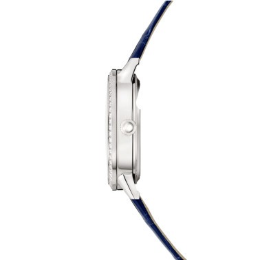 Montre Jaeger-LeCoultre Rendez-Vous Night & Day automatique lunette sertie bracelet cuir bleu 34 mm
