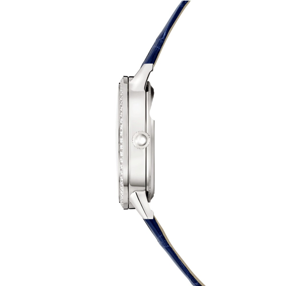 Montre Jaeger-LeCoultre Rendez-Vous Night & Day automatique lunette sertie bracelet cuir bleu 34 mm