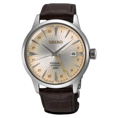 Seiko Presage Cocktail "Acacia" GMT automatic champagne dial leather strap 40,5 mm