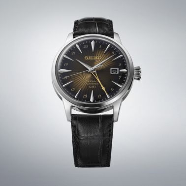 Montre Seiko Presage Cocktail "Rusty Nail" automatique GMT cadran marron bracelet cuir 40,5 mm