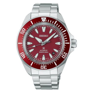 Montre Seiko Prospex Diver's Samurai automatique cadran rouge bracelet acier 41,7 mm