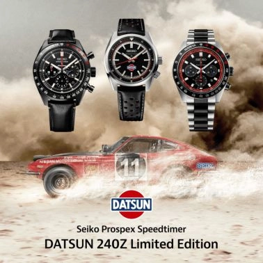 Montre Seiko Prospex SpeedTimer x Datsun 240Z solaire cadran noir bracelet acier 41,4 mm