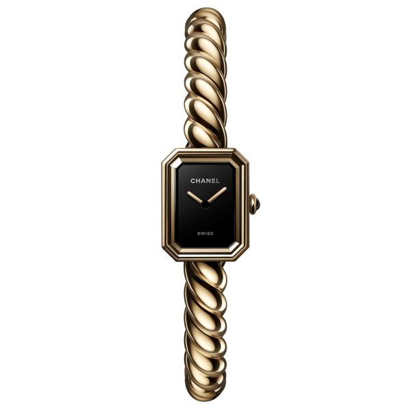 Montre CHANEL Première Galon en or jaune cadran laqué noir 19,7 mm