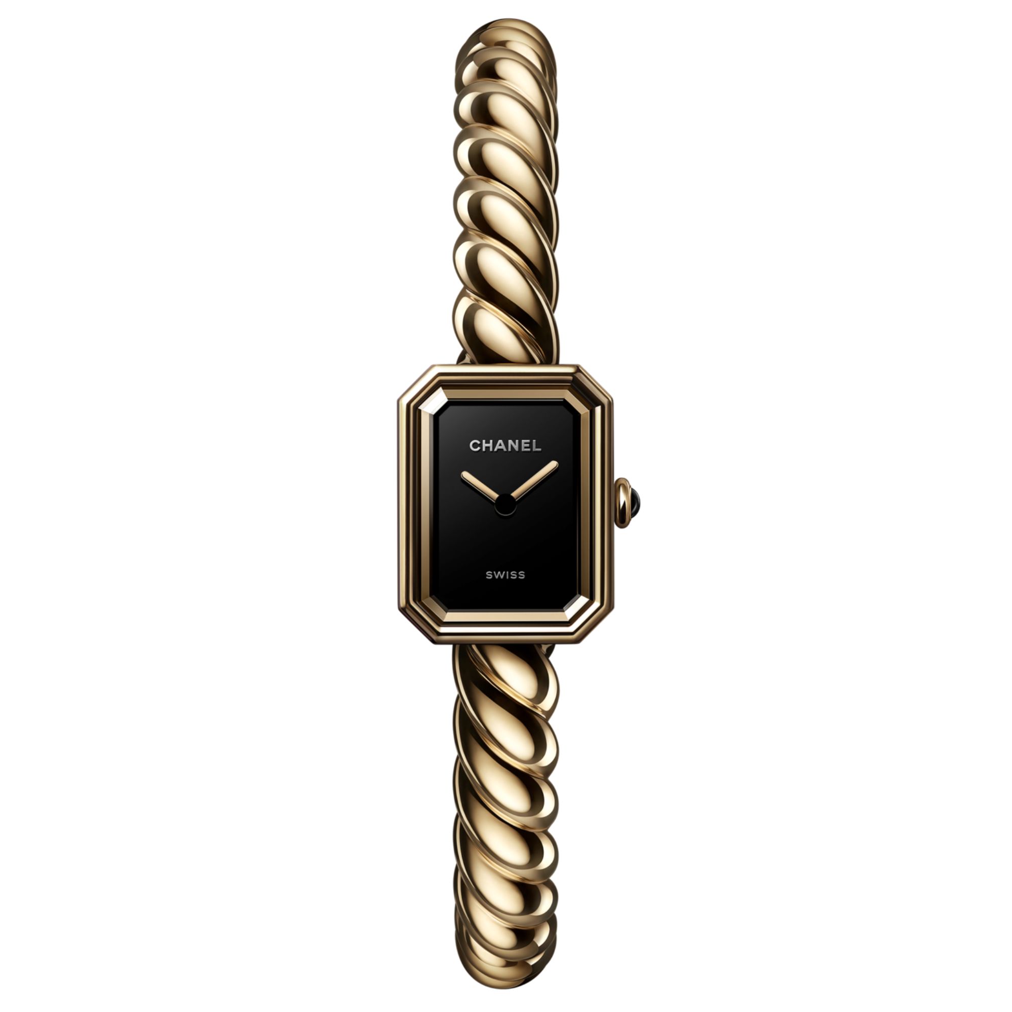 Montre CHANEL Première Galon en or jaune cadran laqué noir 19,7 mm