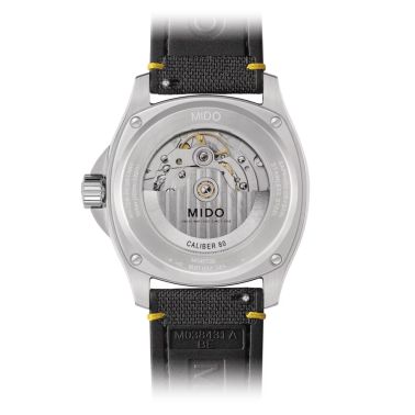 Montre Mido Multifort TV Big Date automatique cadran noir bracelet tissu noir 40 mm