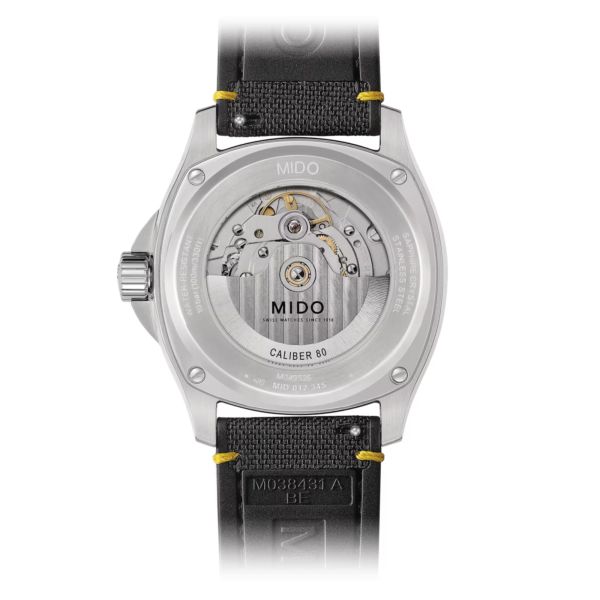 Montre Mido Multifort TV Big Date automatique cadran noir bracelet tissu noir 40 mm