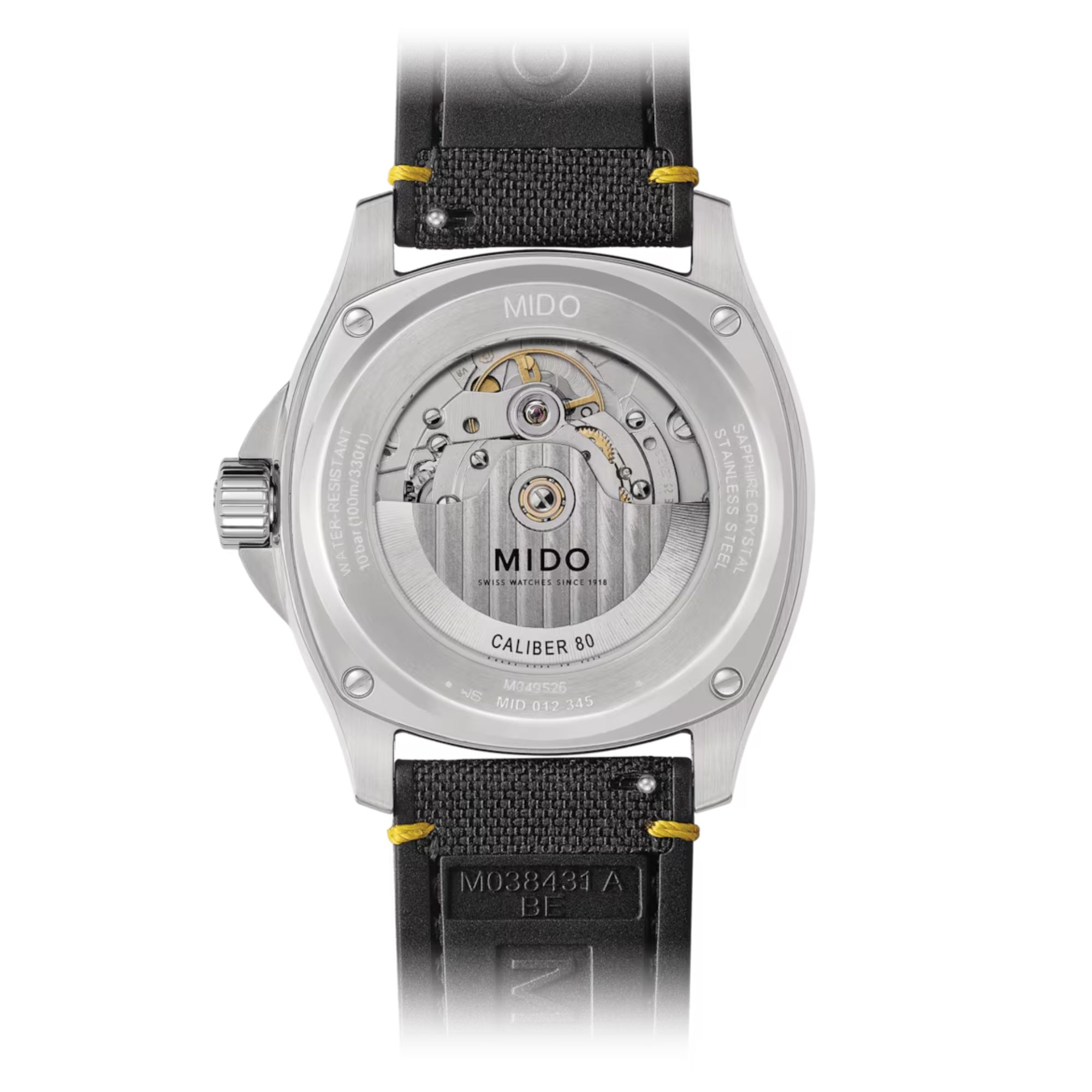 Montre Mido Multifort TV Big Date automatique cadran noir bracelet tissu noir 40 mm