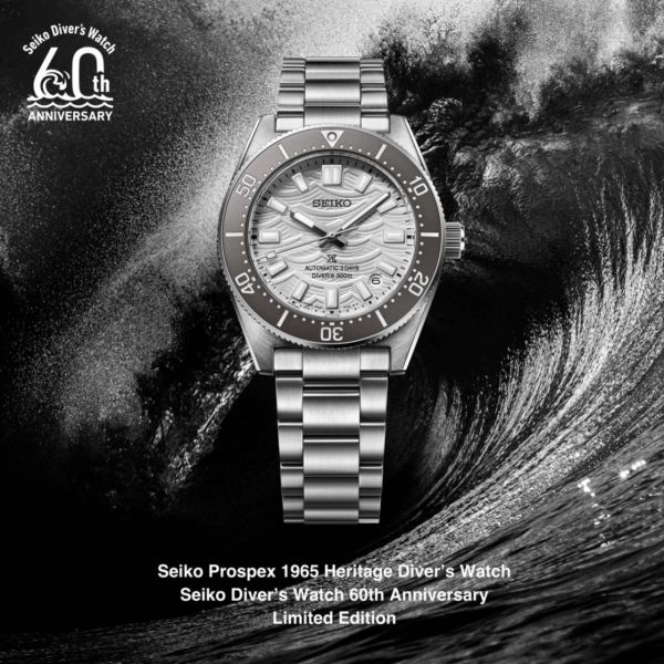 Montre Seiko Prospex 1965 Heritage Diver automatique argenté blanc bracelet acier 40 mm