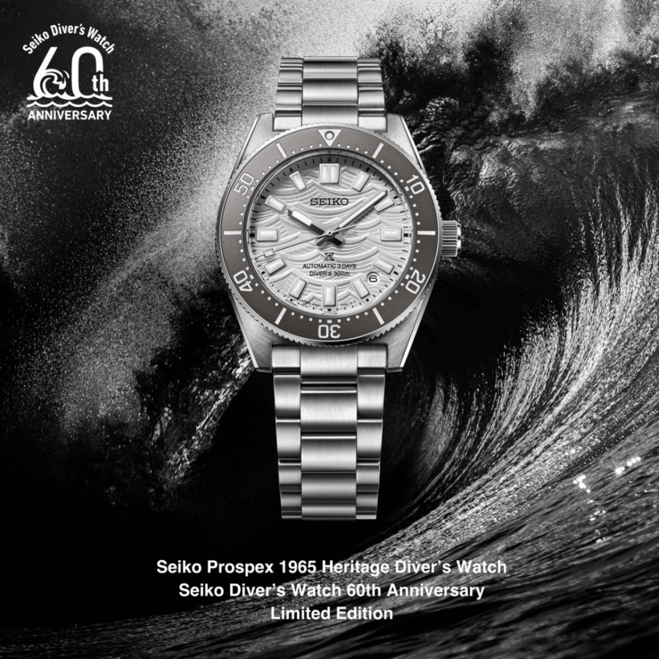 Montre Seiko Prospex 1965 Heritage Diver automatique argenté blanc bracelet acier 40 mm