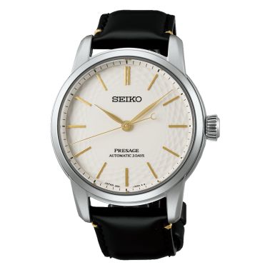 Seiko Presage "Craftsmanship - Unglazed Arita Porcelain" automatic white dial leather strap 40,6 mm