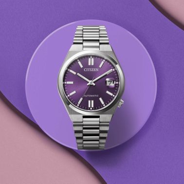 Montre Citizen Tsuyosa 37 mm Purple automatique cadran violet bracelet acier 37 mm