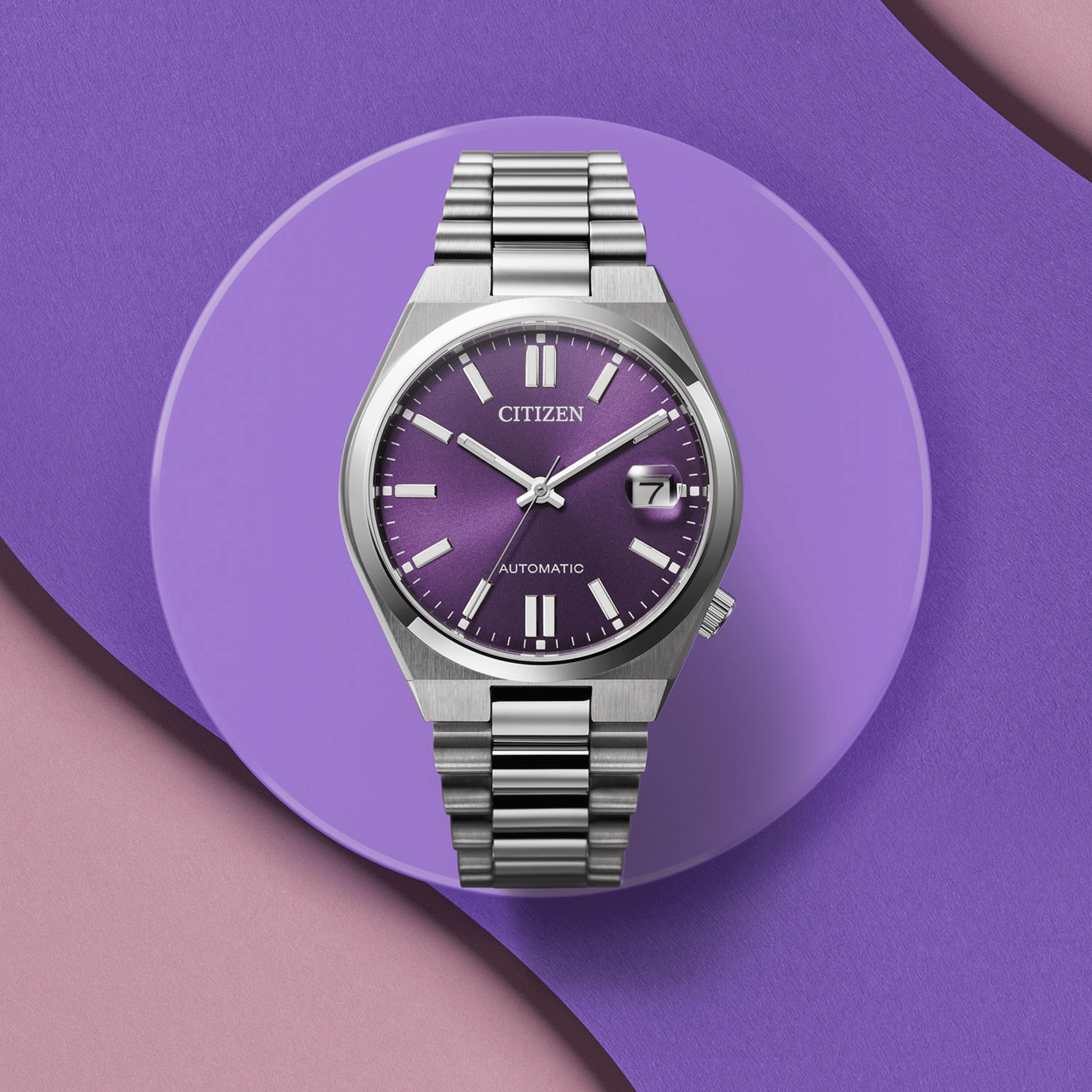 Citizen Tsuyosa 37 mm Purple automatic purple dial steel bracelet 37 mm