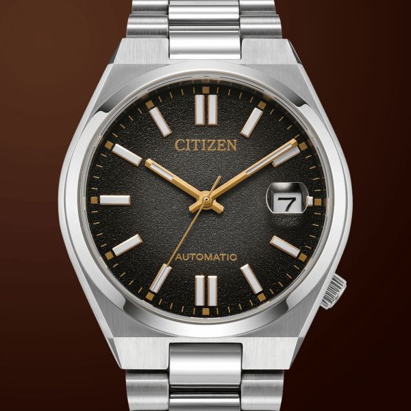 Montre Citizen Tsuyosa 37 mm Time Split automatique cadran noir bracelet acier 37 mm