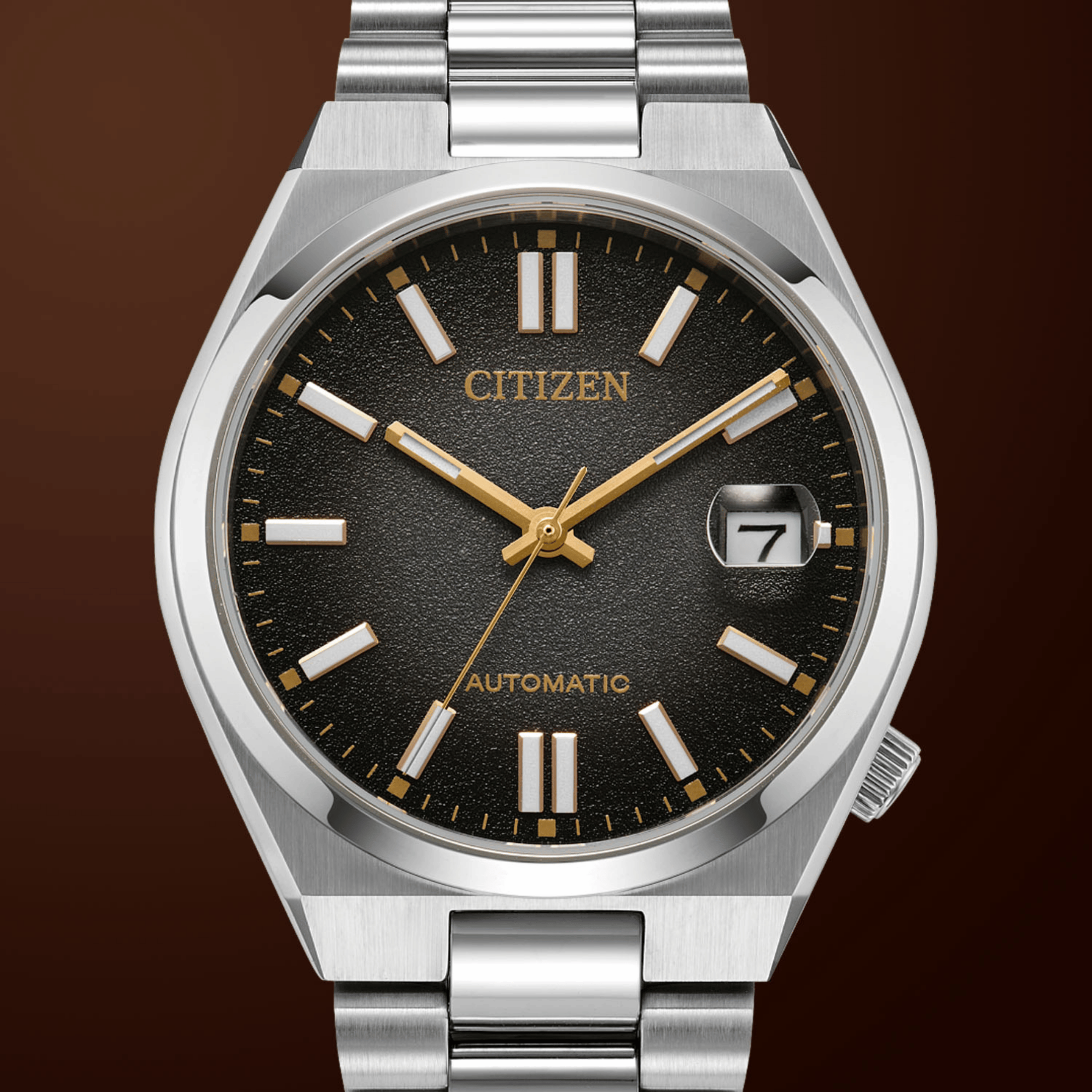 Montre Citizen Tsuyosa 37 mm Time Split automatique cadran noir bracelet acier 37 mm