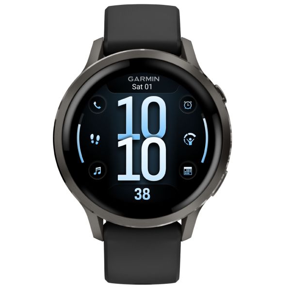 Montre Garmin Venu 4 AMOLED Gray bracelet silicone noir 41 mm
