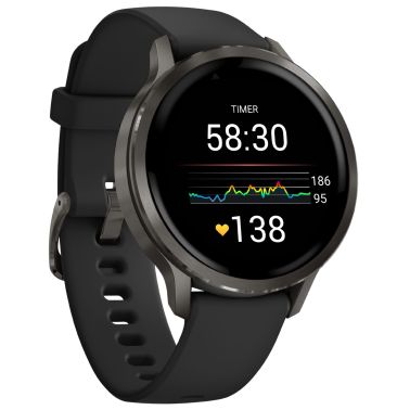 Montre Garmin Venu 4 AMOLED Gray bracelet silicone noir 41 mm
