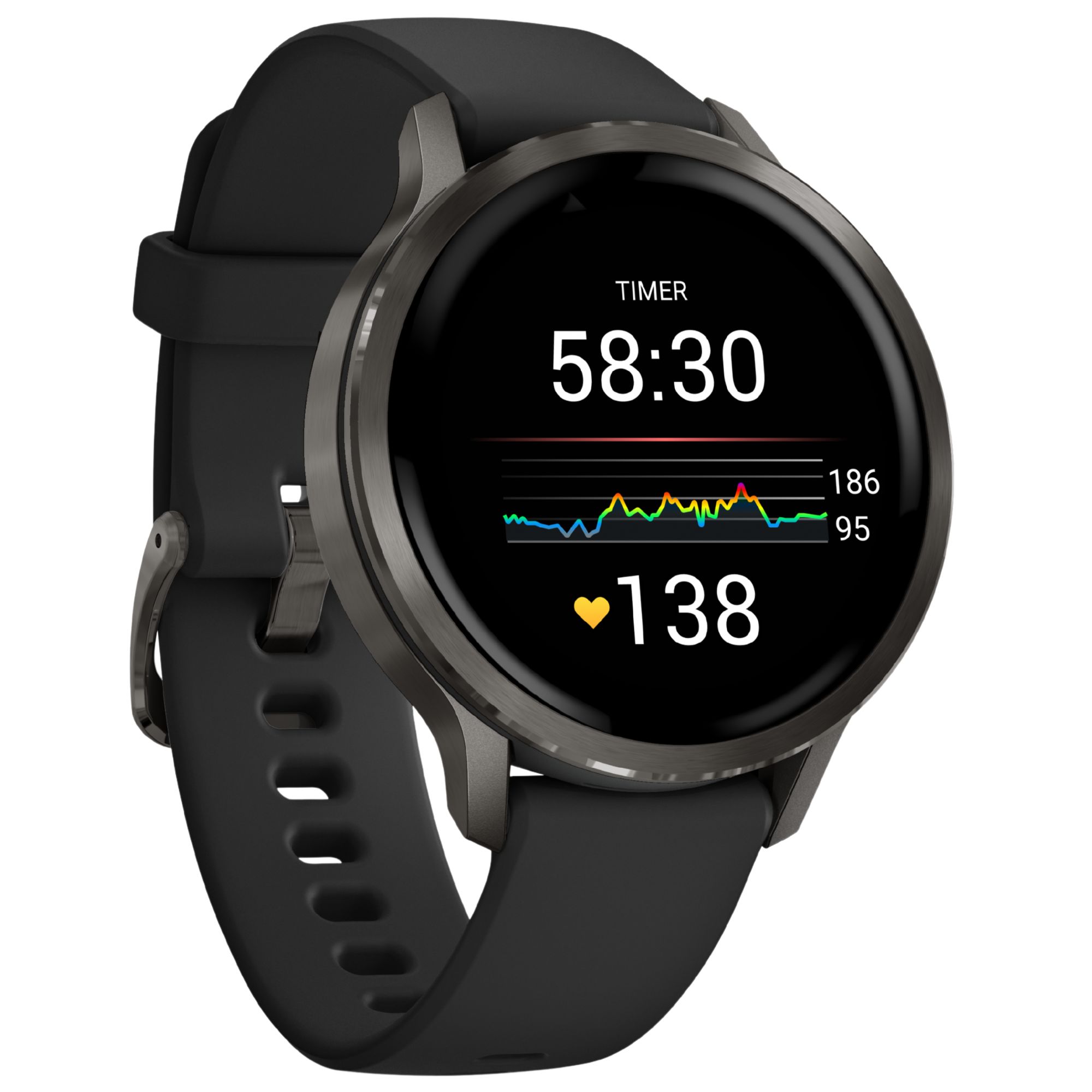 Montre Garmin Venu 4 AMOLED Gray bracelet silicone noir 41 mm