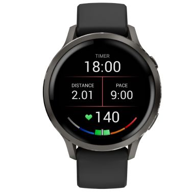 Montre Garmin Venu 4 AMOLED Gray bracelet silicone noir 41 mm