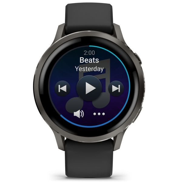 Montre Garmin Venu 4 AMOLED Gray bracelet silicone noir 41 mm
