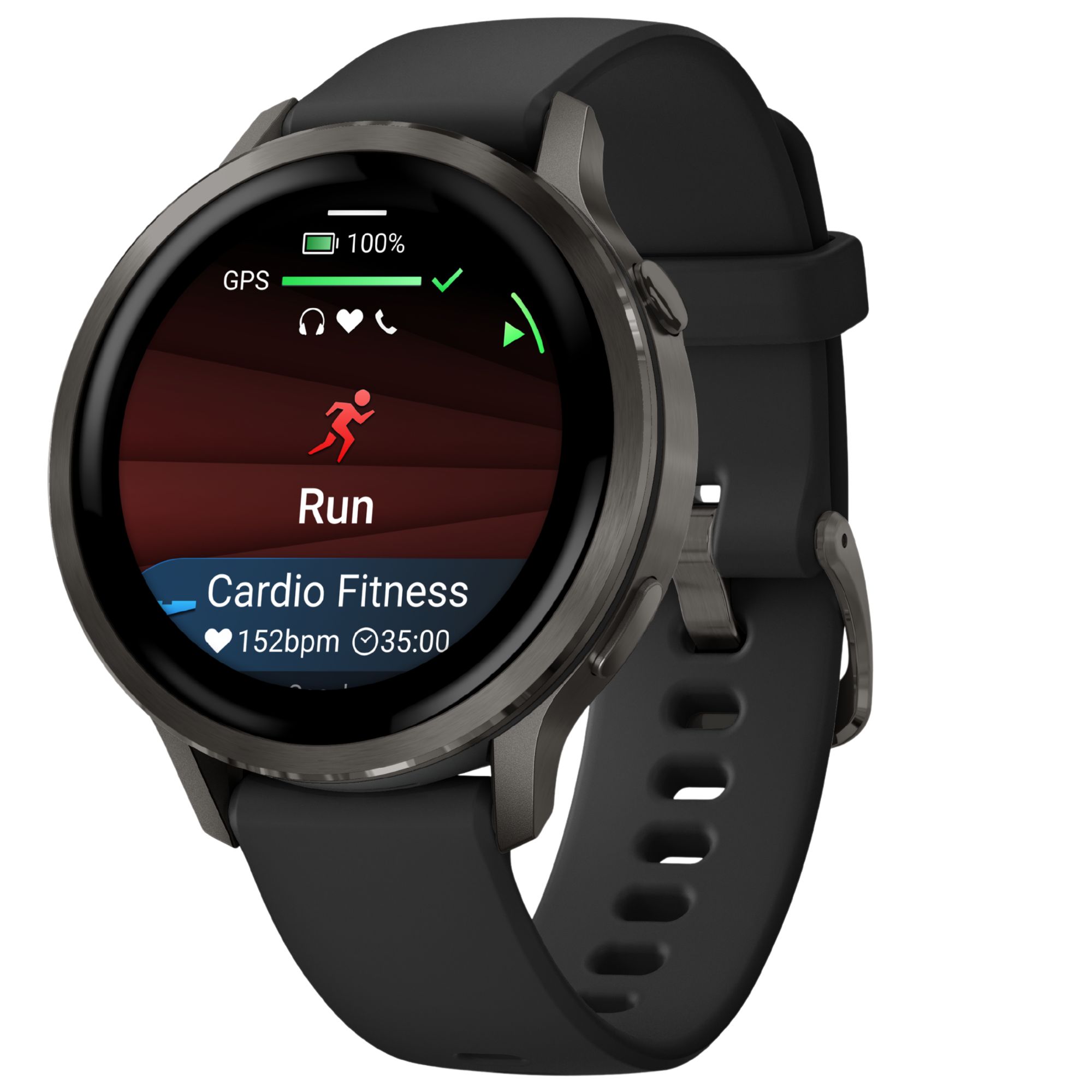 Montre Garmin Venu 4 AMOLED Gray bracelet silicone noir 41 mm