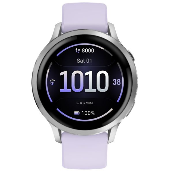 Montre Garmin Venu 4 AMOLED Silver bracelet silicone pervenche 41 mm