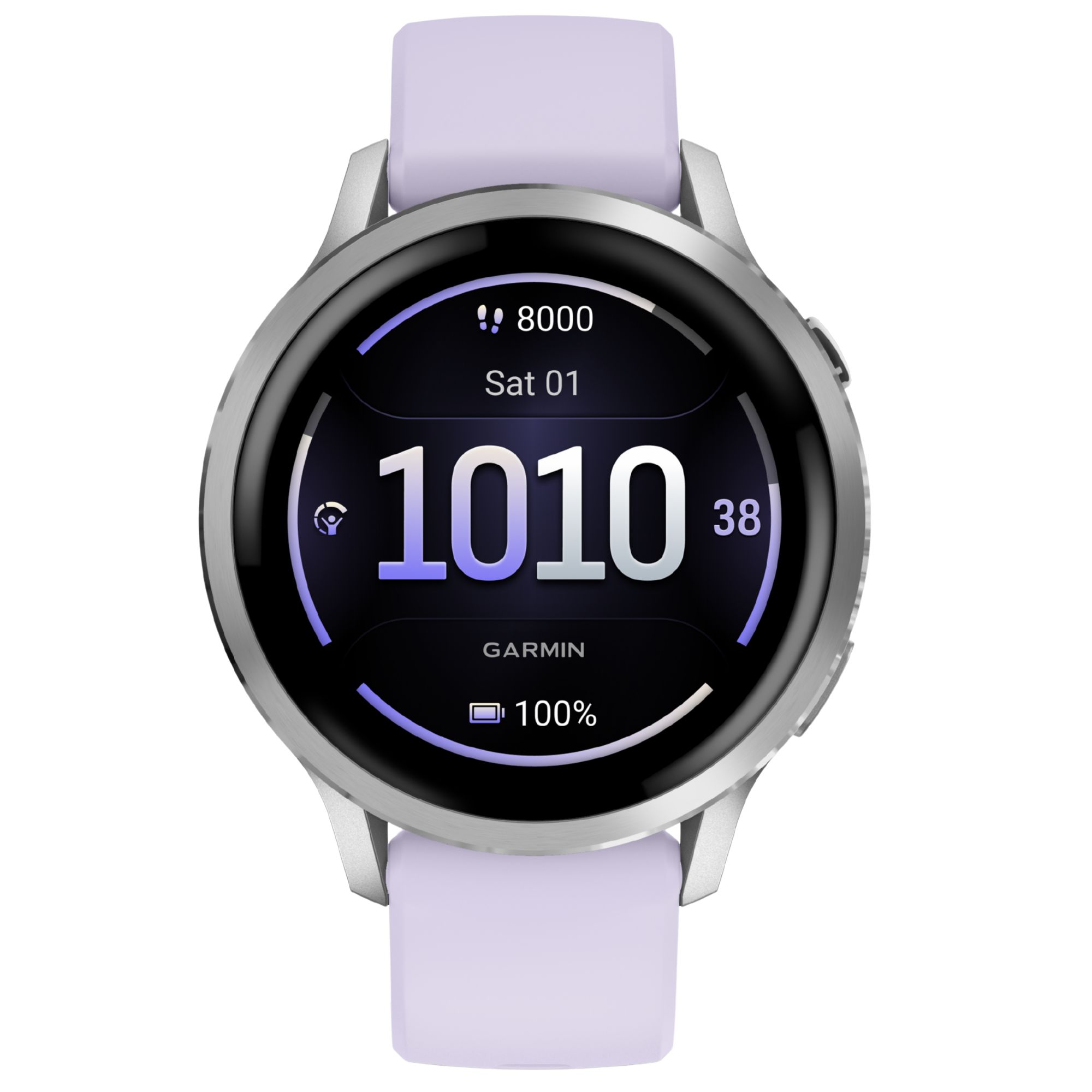 Montre Garmin Venu 4 AMOLED Silver bracelet silicone pervenche 41 mm