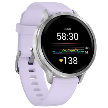 Montre Garmin Venu 4 AMOLED Silver bracelet silicone pervenche 41 mm