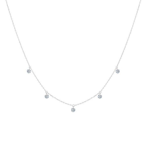 Collier La Brune et La Blonde 360° en or blanc 5 diamants taille brillant 0,50 carat - Soldat_PL