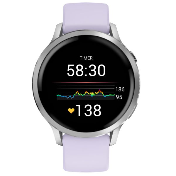 Montre Garmin Venu 4 AMOLED Silver bracelet silicone pervenche 41 mm