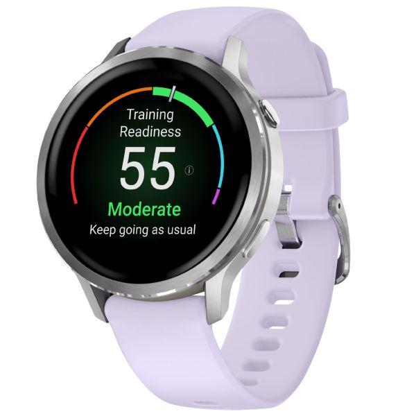 Montre Garmin Venu 4 AMOLED Silver bracelet silicone pervenche 41 mm